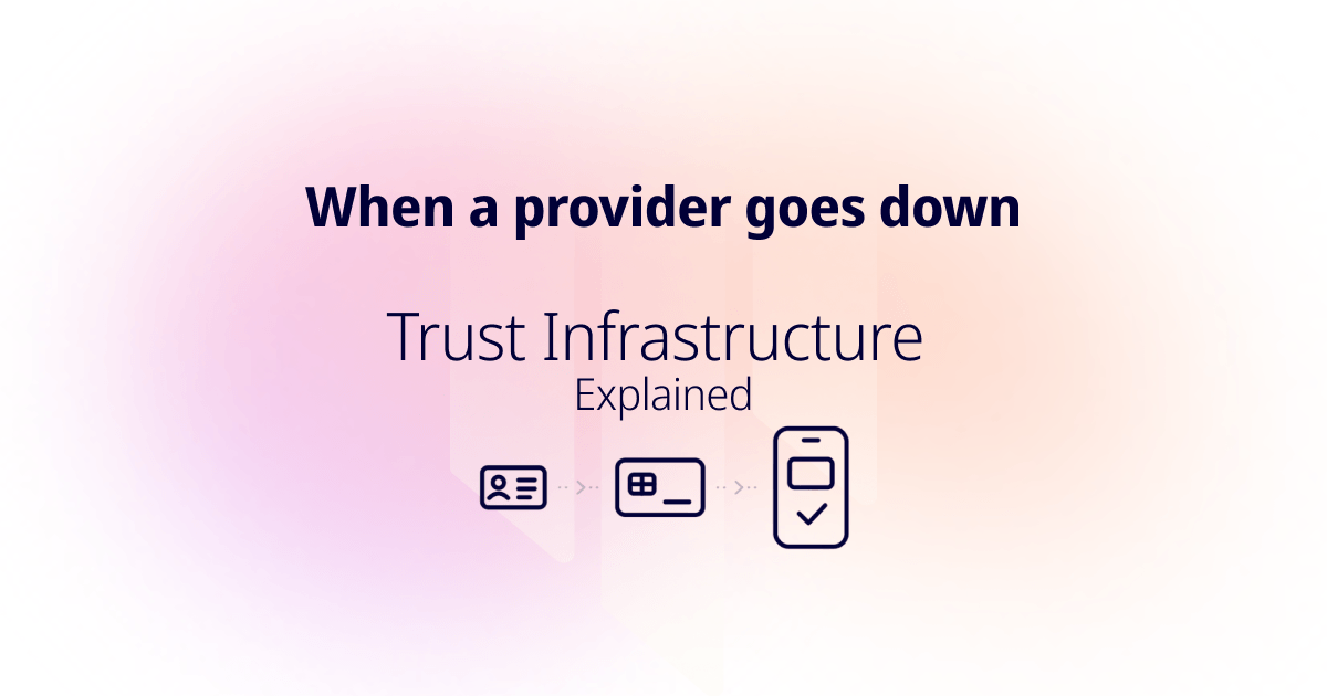 Title card reading "When a provider goes down", first part of the Trust Infrastructure Explained series