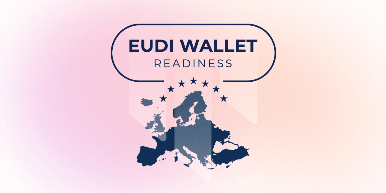 EUDI Wallet Readiness - map of Europe with EU stars, representing the state of digital identity wallet adoption across EU member states