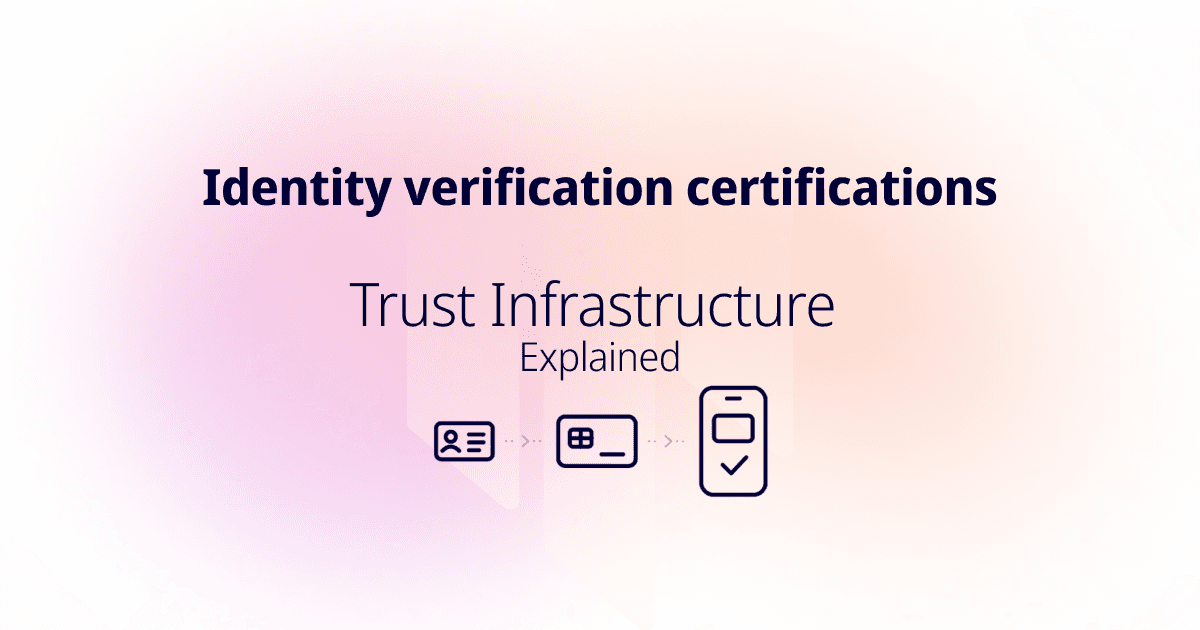 Title card reading "Identity verification certifications" with the series name "Trust Infrastructure Explained"