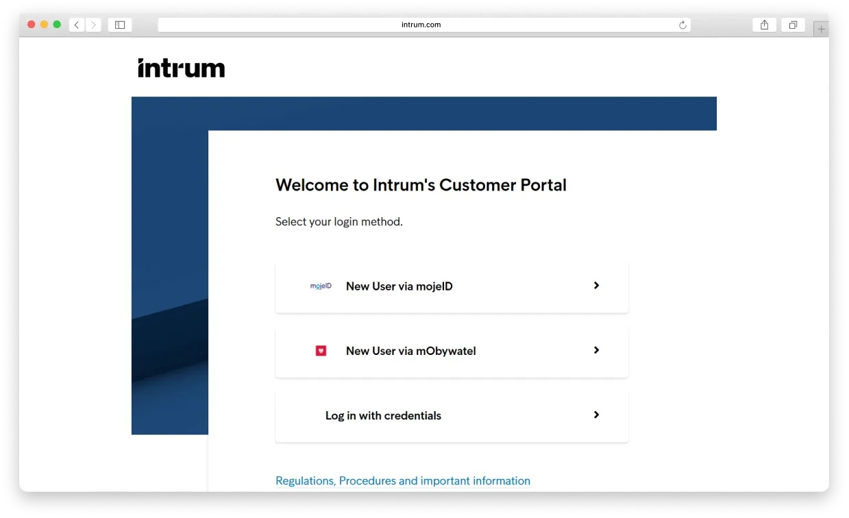 Screenshot of Intrum's Customer Portal